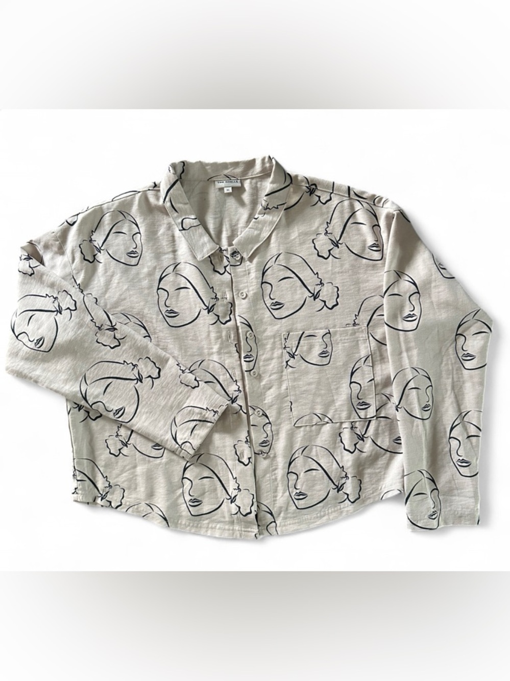 The Odell’s Button-Down Shirt - Cream with Black Print - Picture 2 of 6